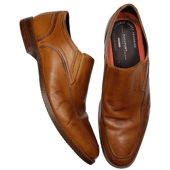 RockportCognac Brown Genuine Leather Almond Toe Cushioned...